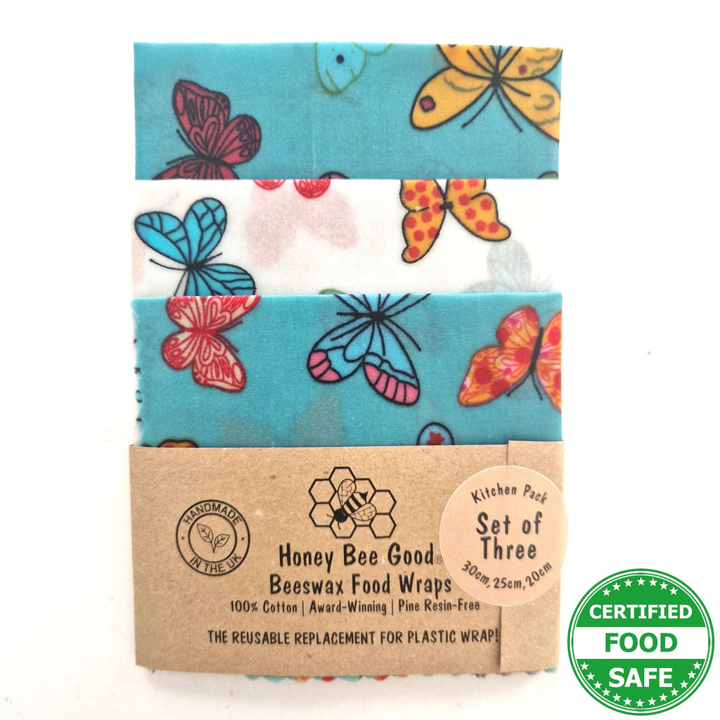 *Set of 3 Handmade Beeswax Wraps | Butterflies-0