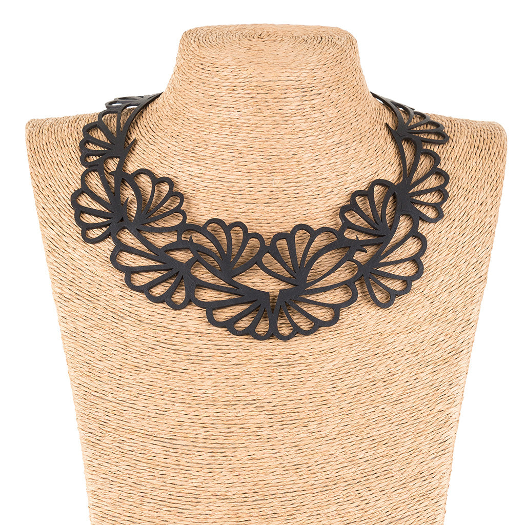 Violets Upcycled Statement Vegan Flower Necklace-1