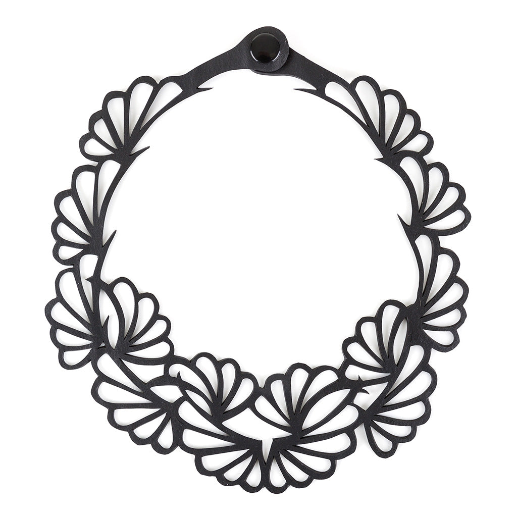 Violets Upcycled Statement Vegan Flower Necklace-2