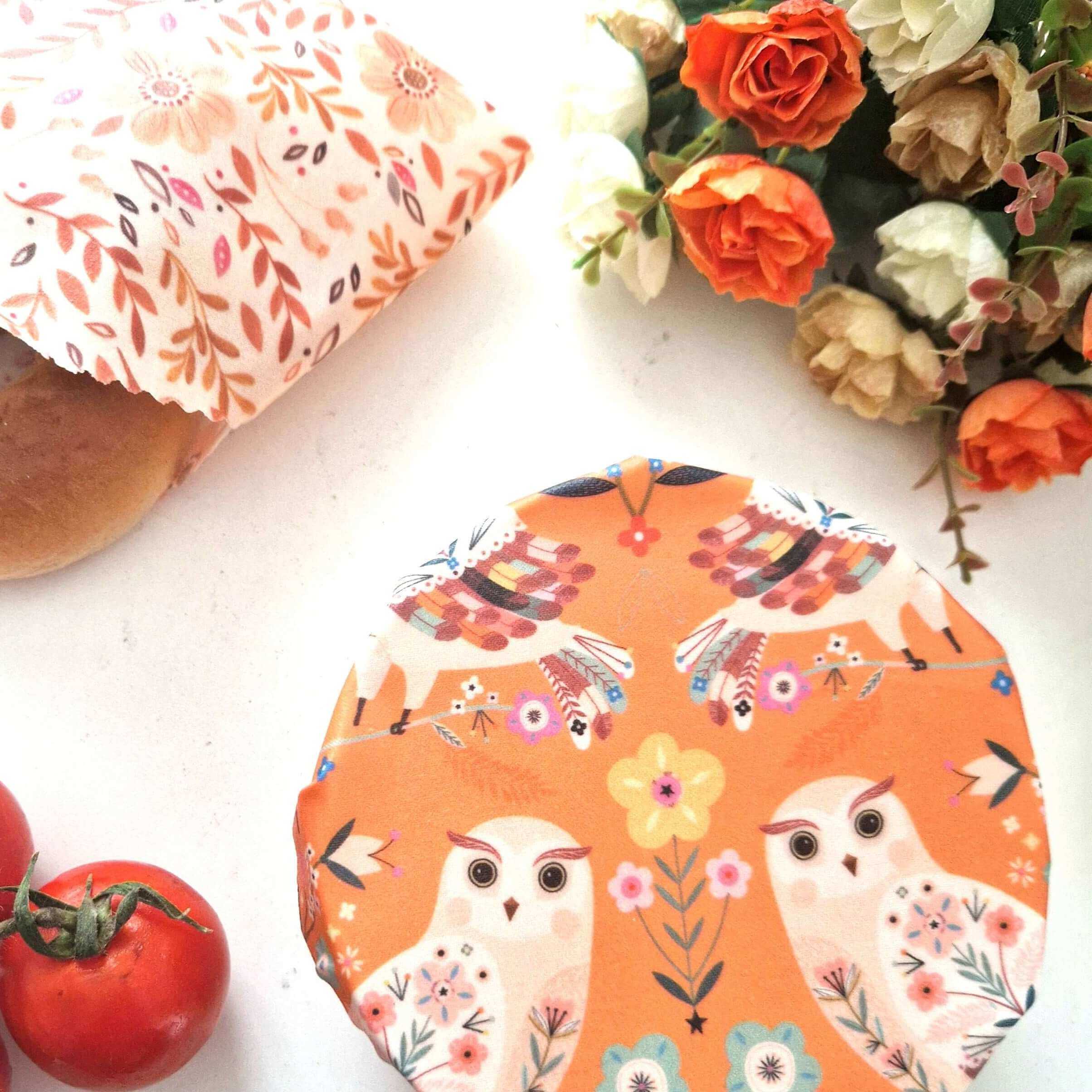 *Set of 3 Handmade Beeswax Wraps | Owls-1