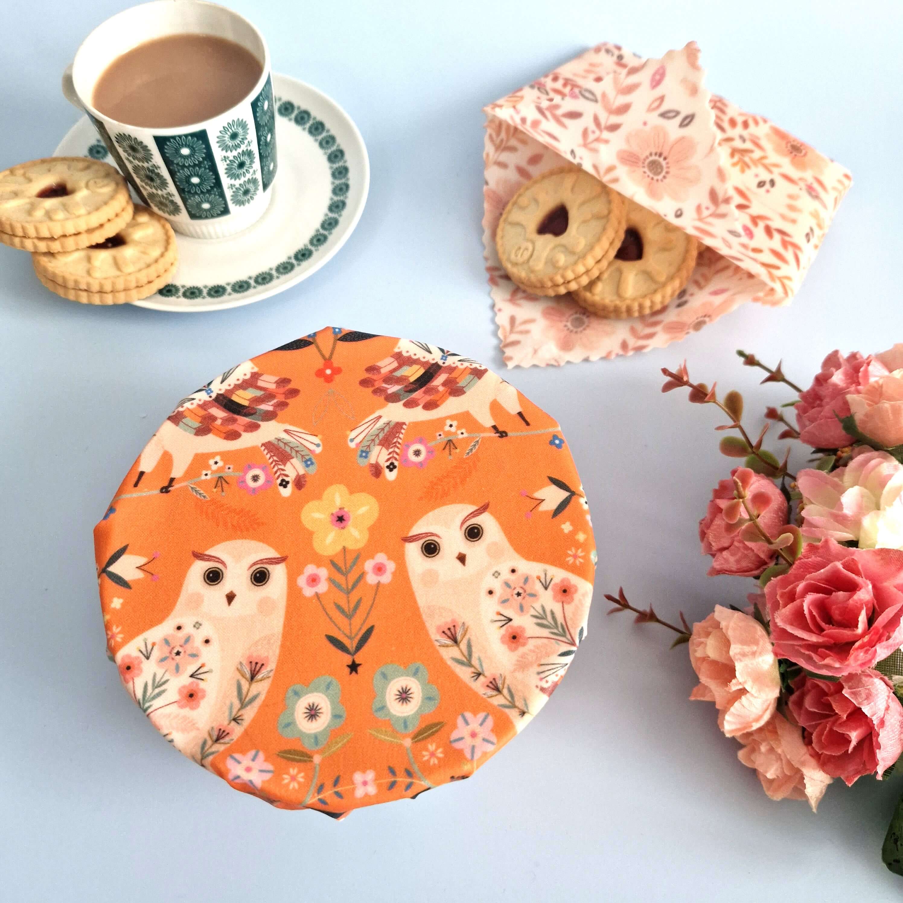*Set of 3 Handmade Beeswax Wraps | Owls-2