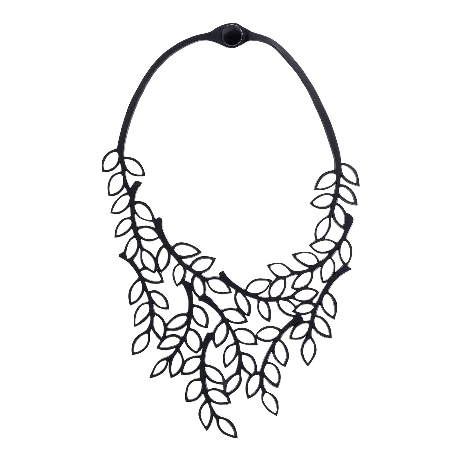 Evergreen Leaf Recycled Rubber Necklace-1