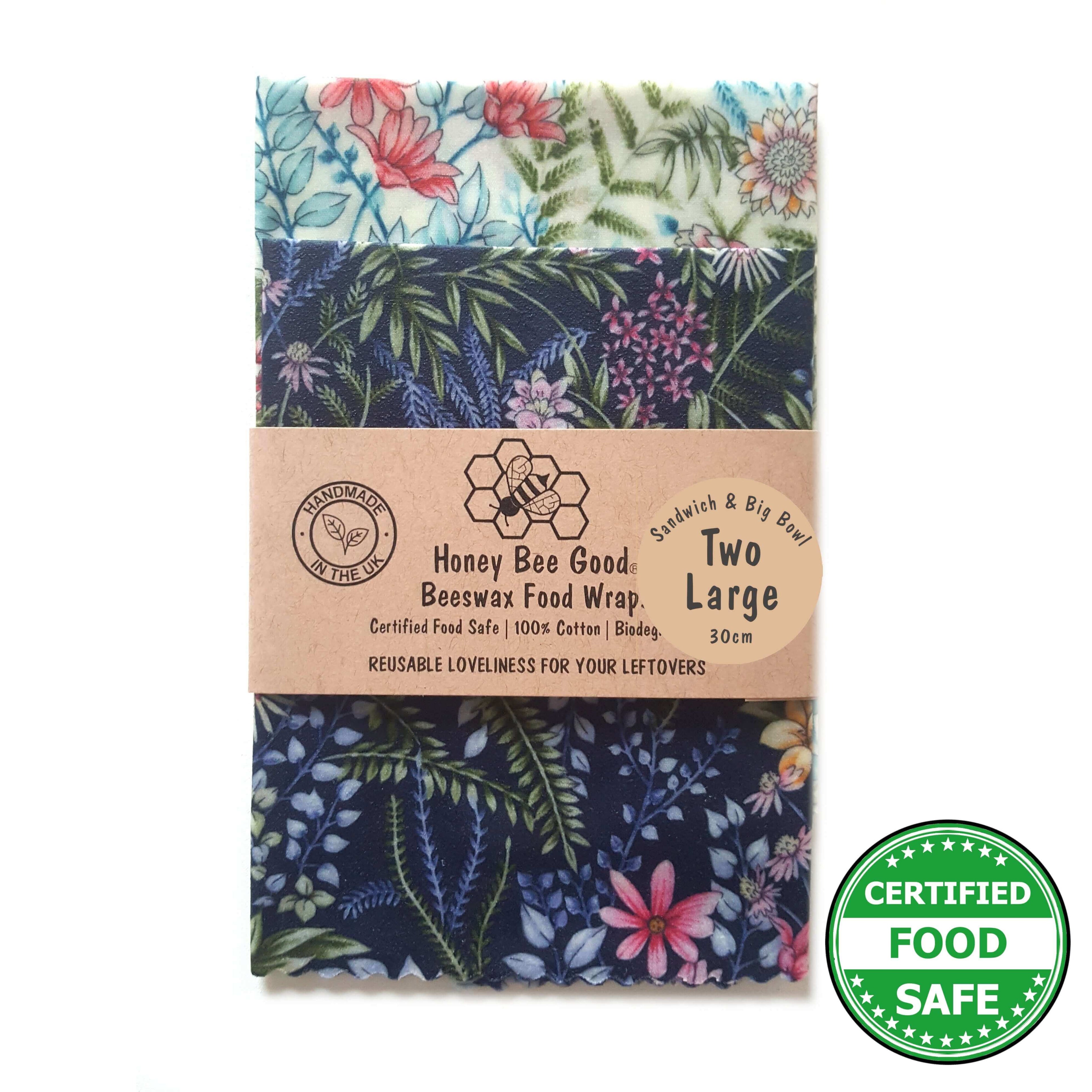 *Set of 2 Large Handmade Beeswax Wraps | Botanical-0