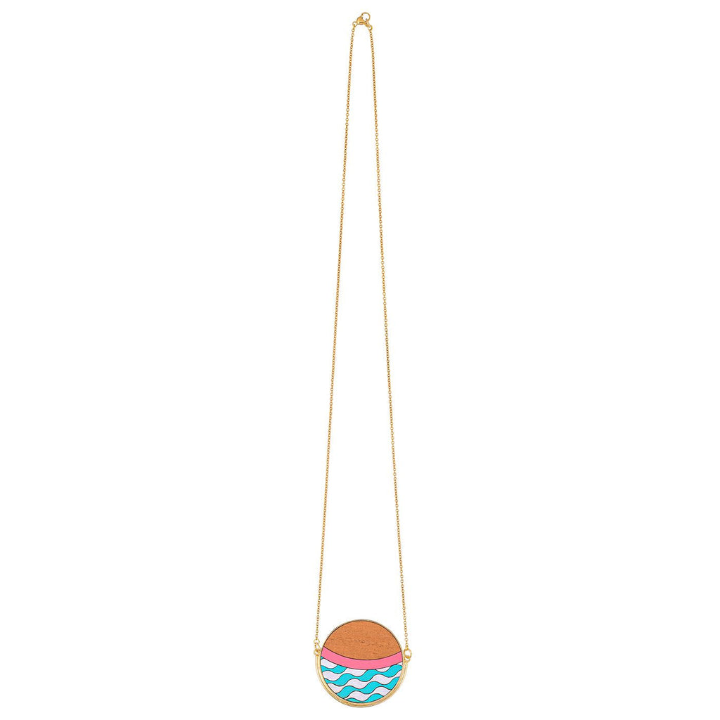 Island Recycled Wood Gold Necklace-4