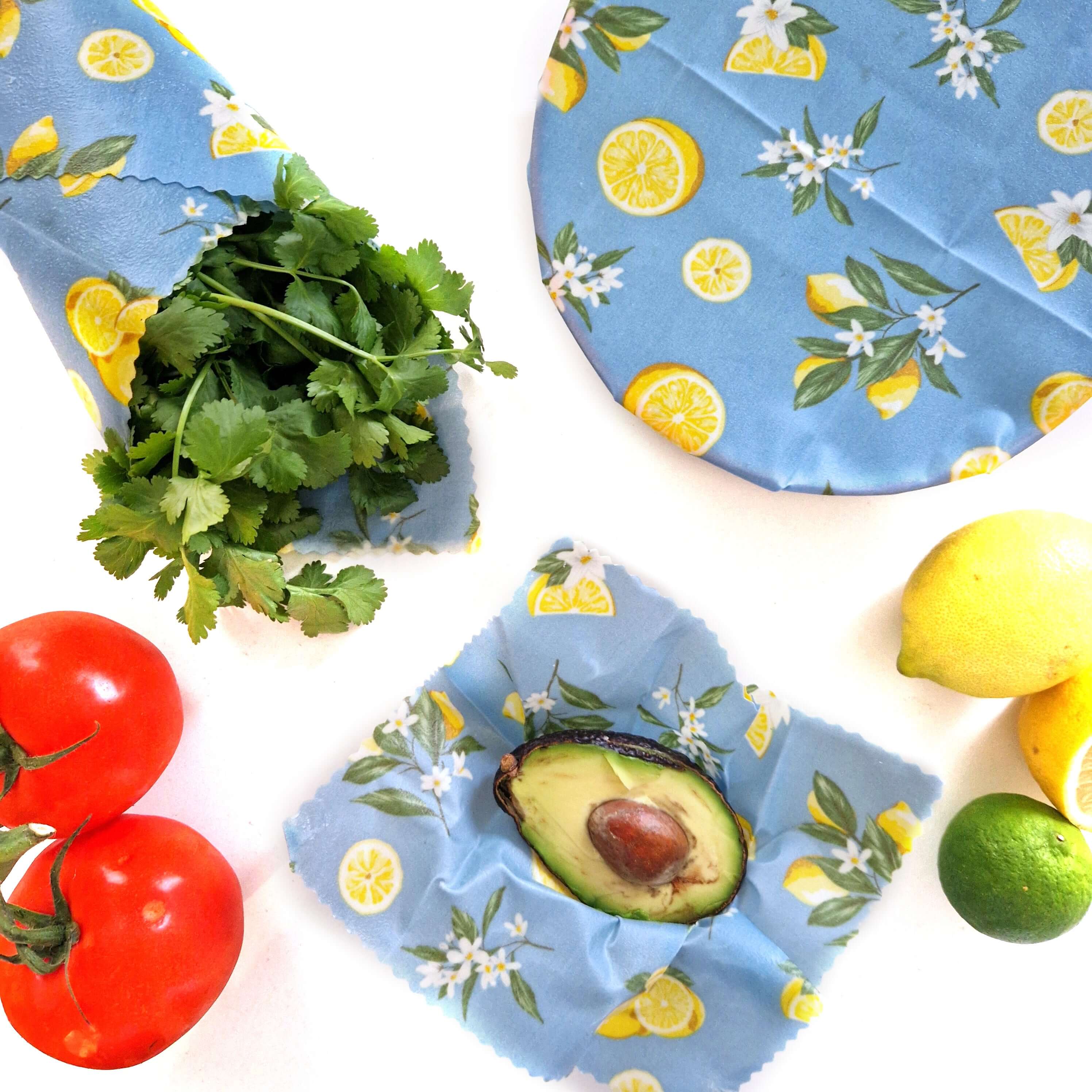 *Set of 3 Handmade Beeswax Wraps | Lemonade-1