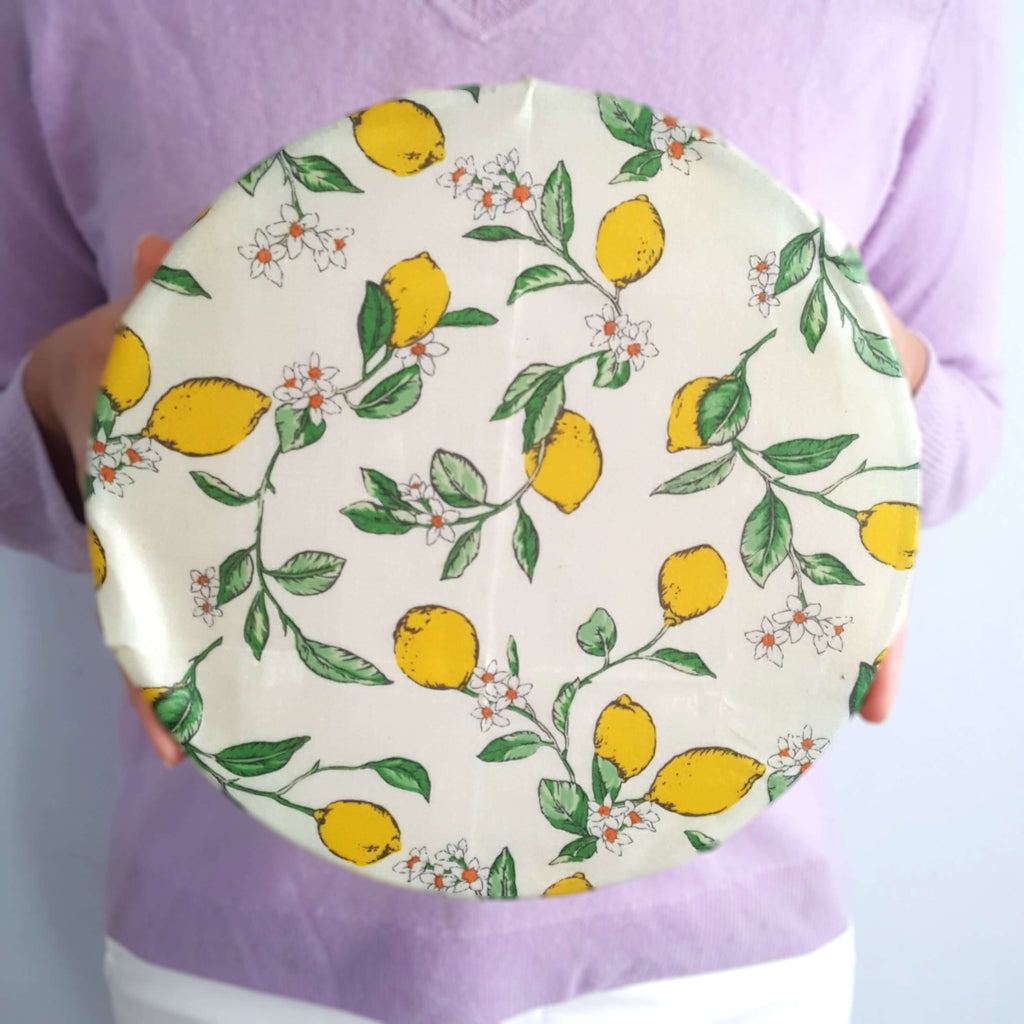 *Set of 2 Large Handmade Beeswax Wraps | Lemony Bees-2