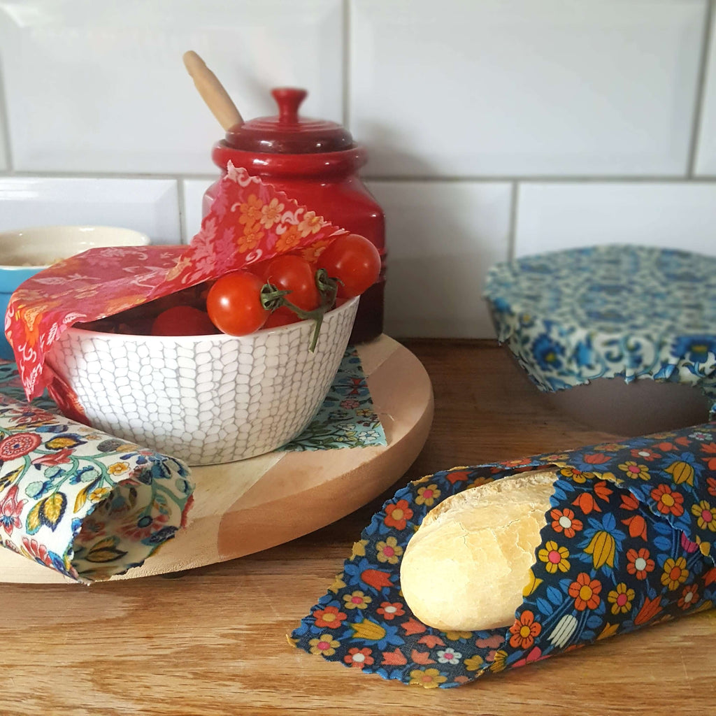 *Made with Liberty Fabric Set of 3 Handmade Beeswax Wraps-1
