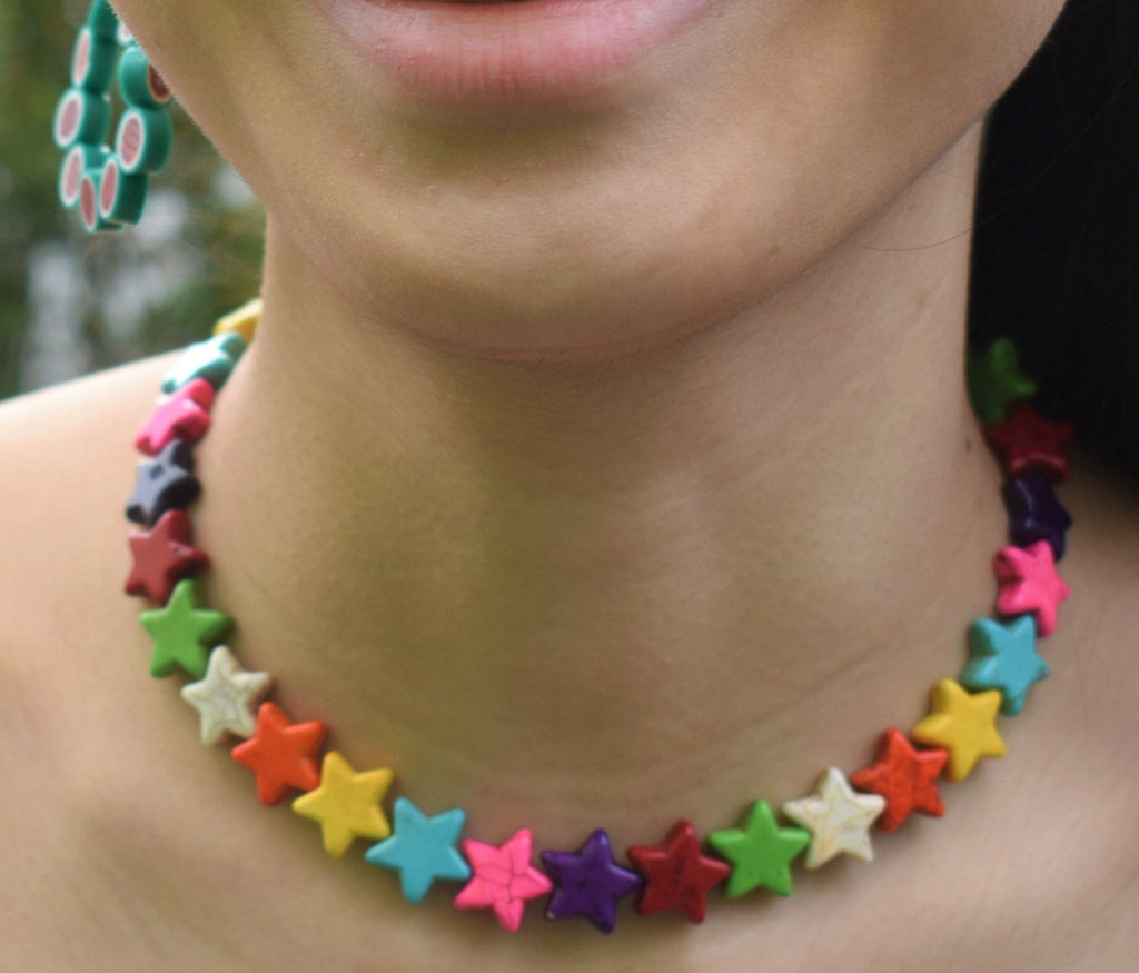 Multicoloured Star Beaded Choker Necklace | by Ifemi Jewels