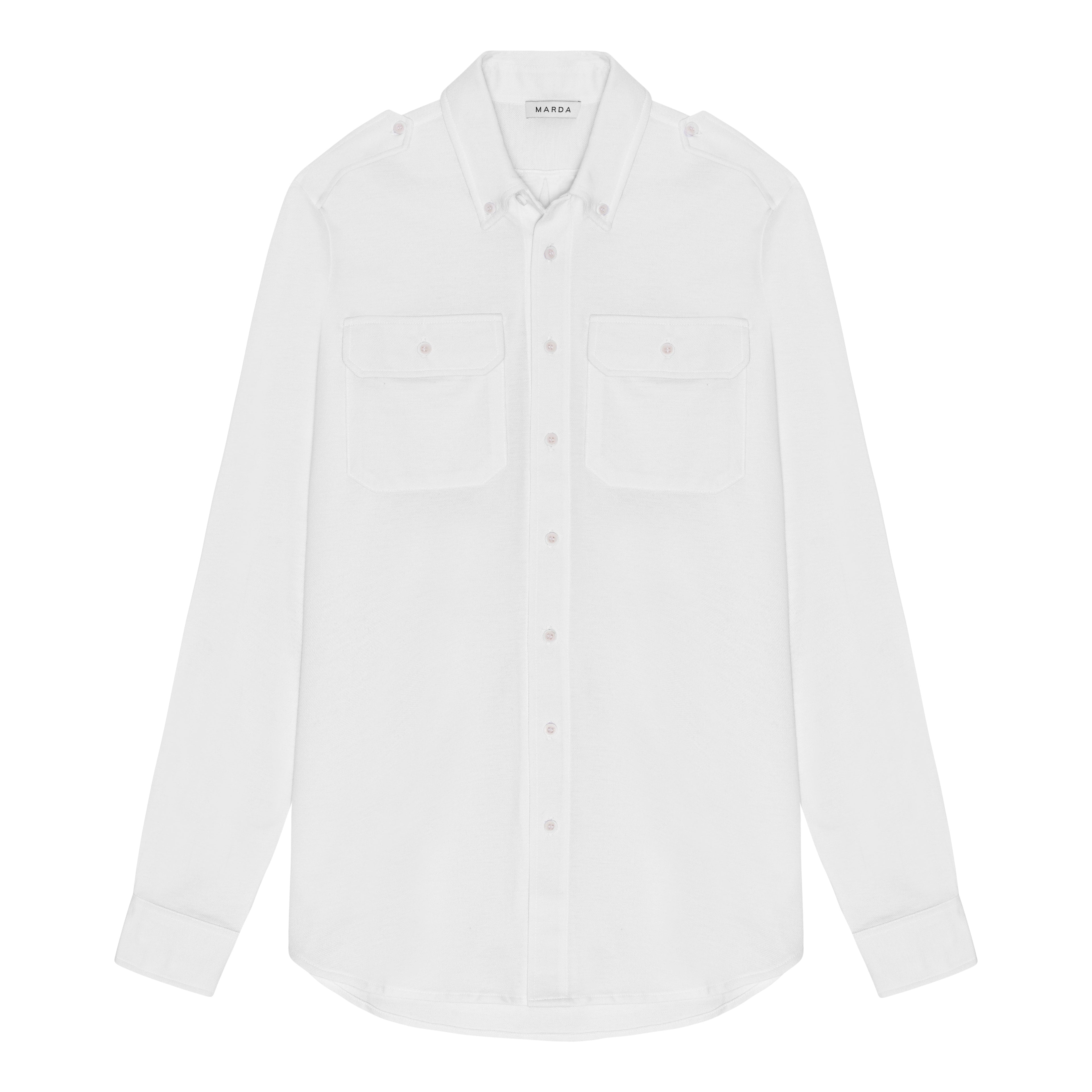 White Military Style Shirt-0