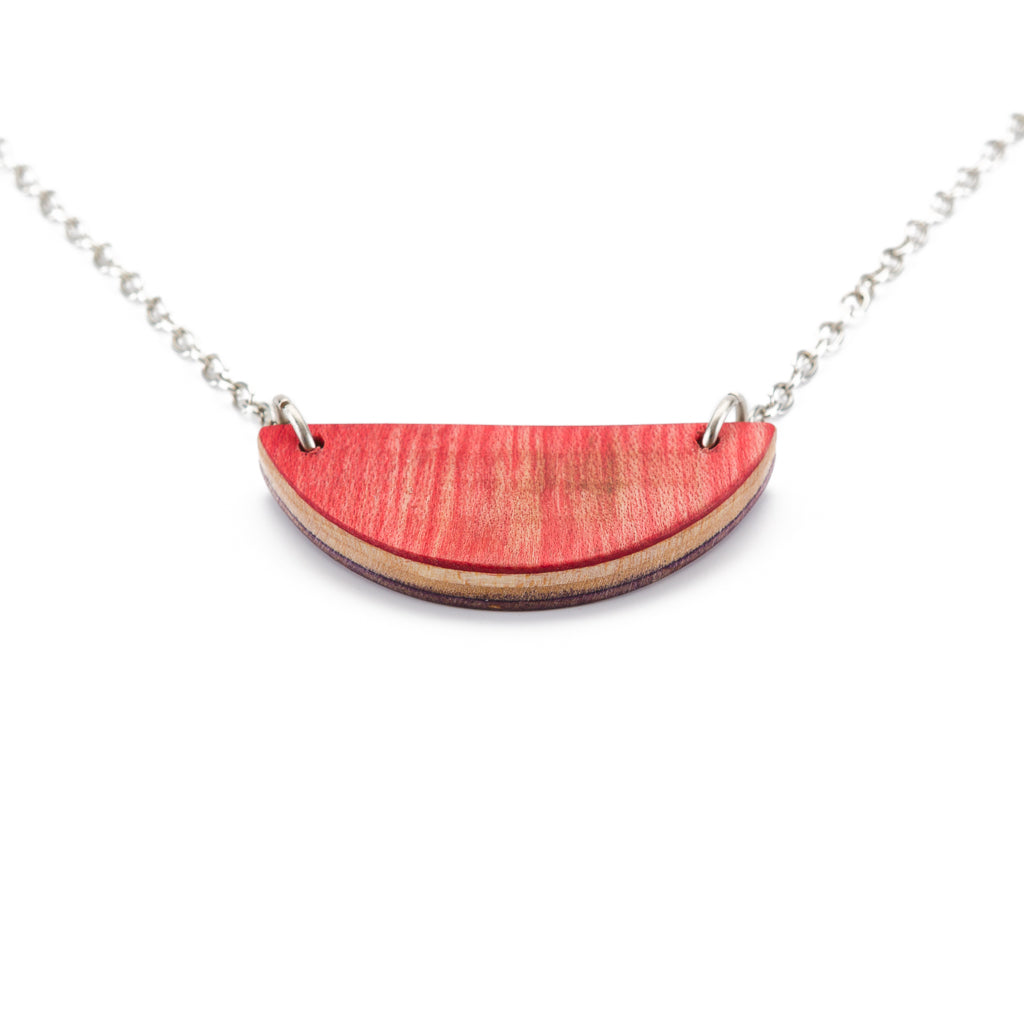 Moon Wooden Skateboard Pendant Necklace-1