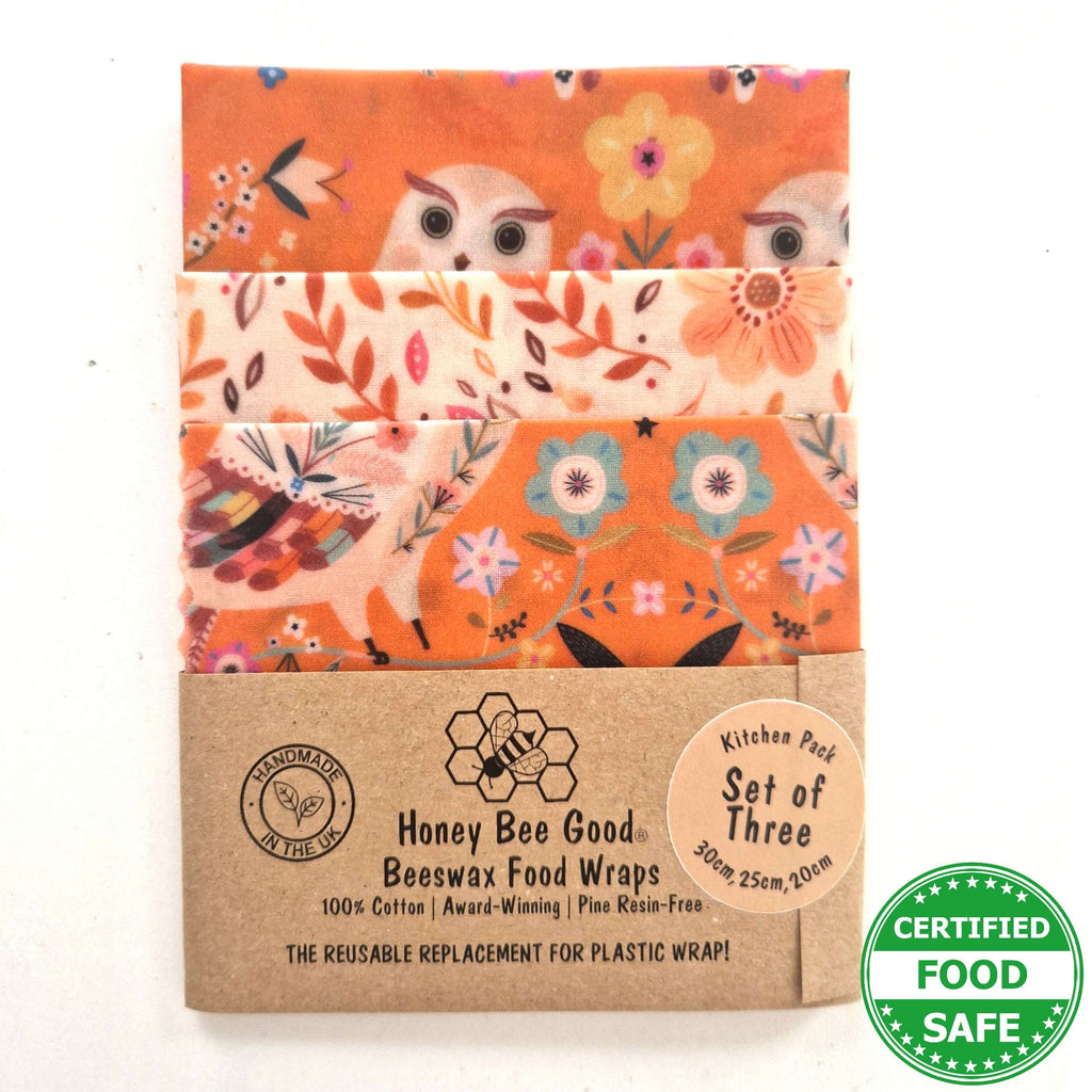 *Set of 3 Handmade Beeswax Wraps | Owls-0