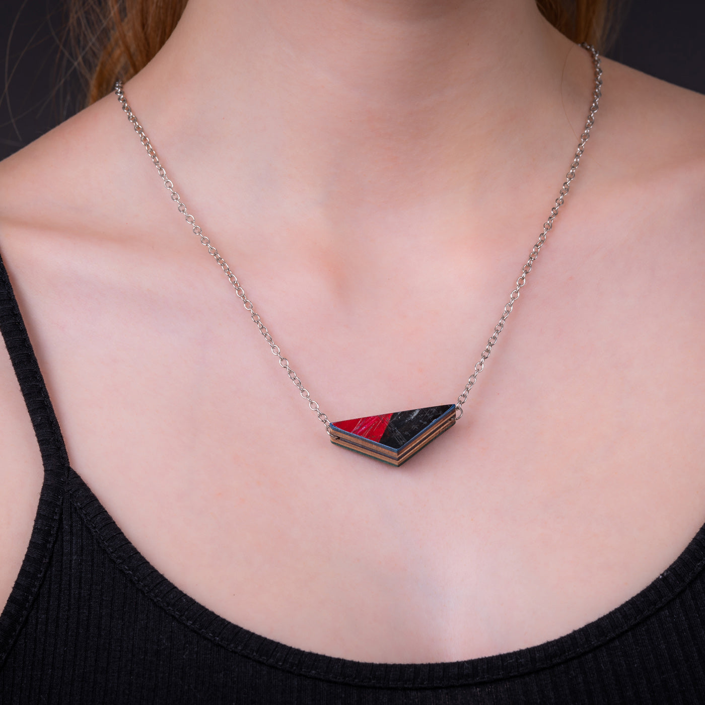Prisma Recycled Skateboard Necklace-0
