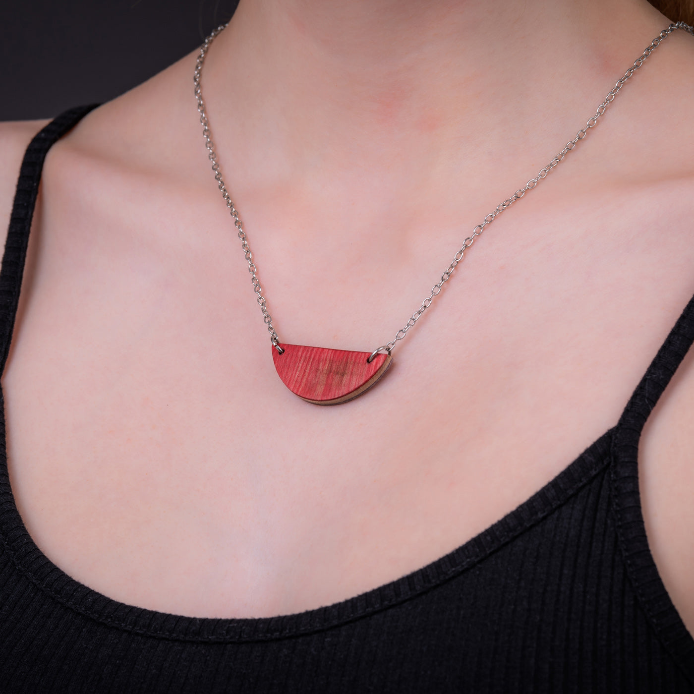 Moon Wooden Skateboard Pendant Necklace-0