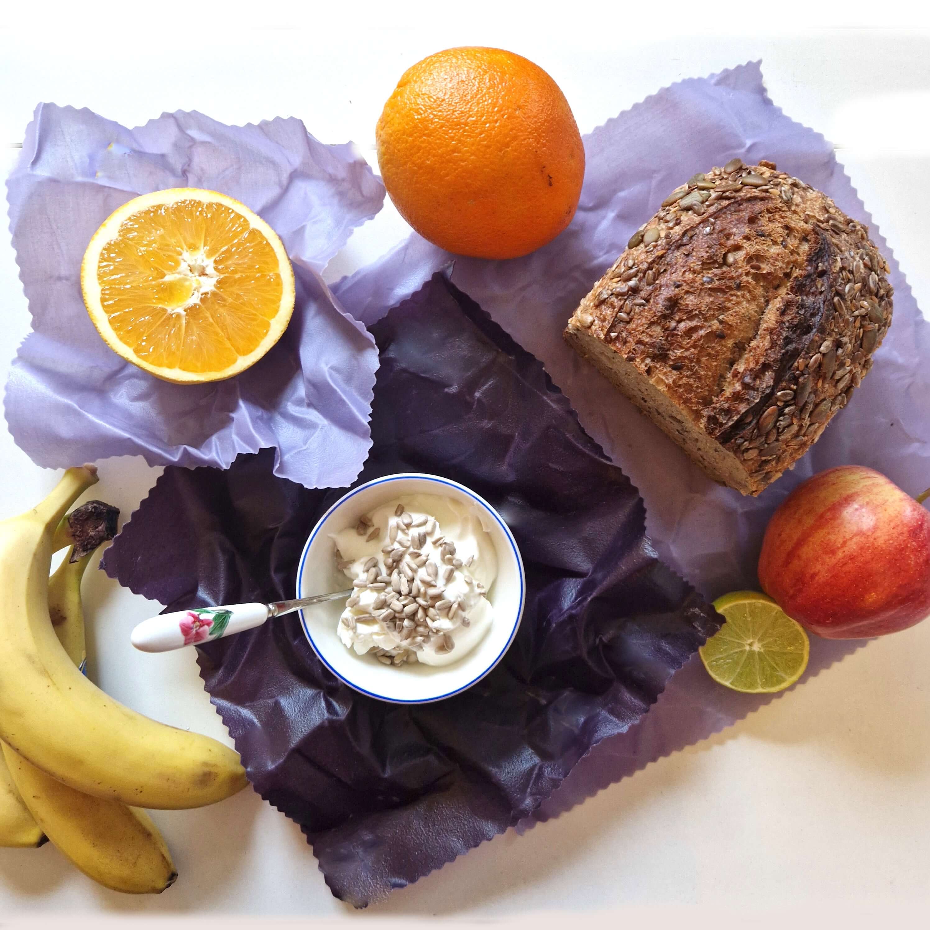 *Set of 3 Handmade Beeswax Wraps | Earth Tones Plum-1