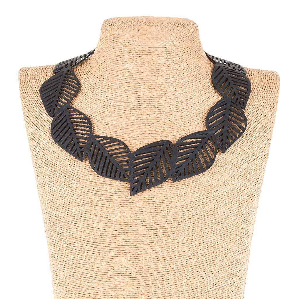 Sweet Cherry Recycled Rubber Leaf Necklace-1