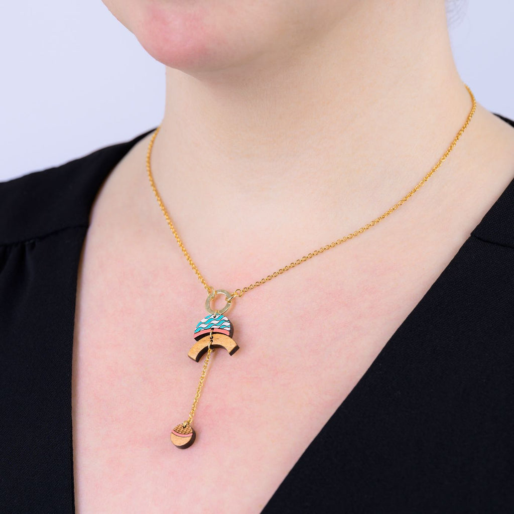 Thallaso Recycled Wood Gold Necklace-0