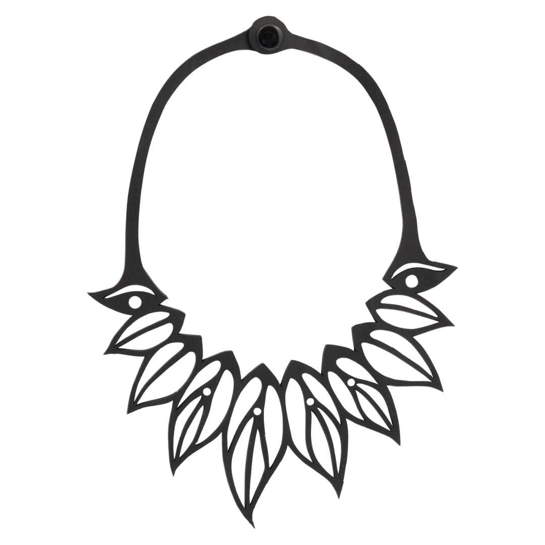 Zoe Recycled Rubber Leaf Necklace-1