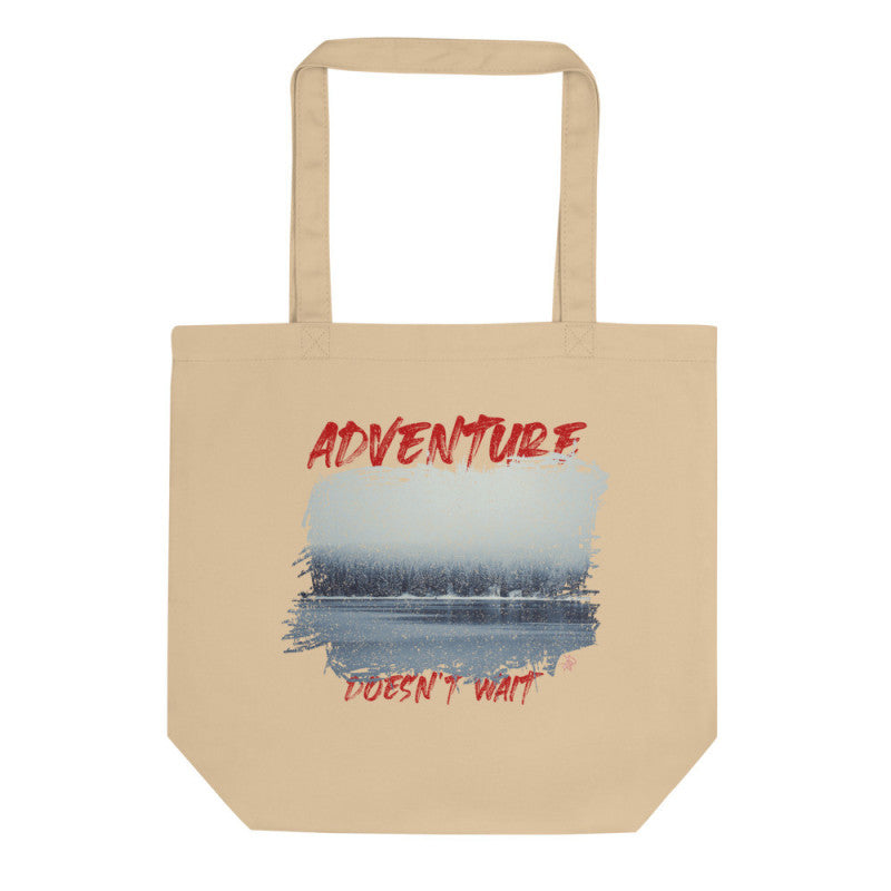 Adventure Doesn't Wait Lake Scene Organic Tote Bag-1