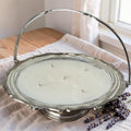 Repurposed Silver Cake Basket Candle - Lavender