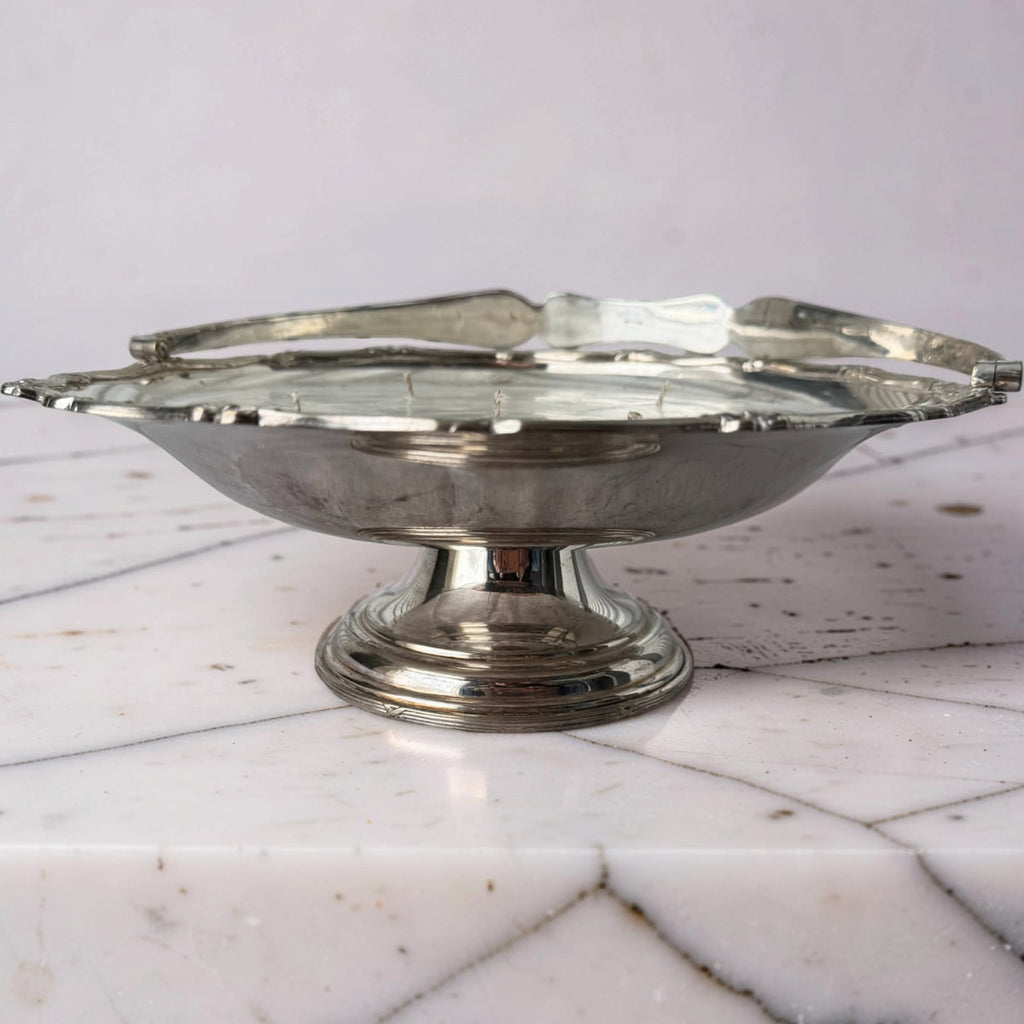 Repurposed Silver Cake Basket Candle - Lavender