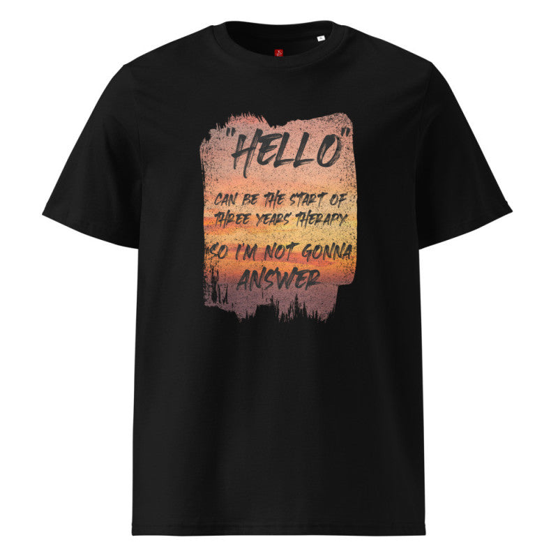 Hello Therapy Humor - Organic Cotton T-Shirt – Sunset Design-0