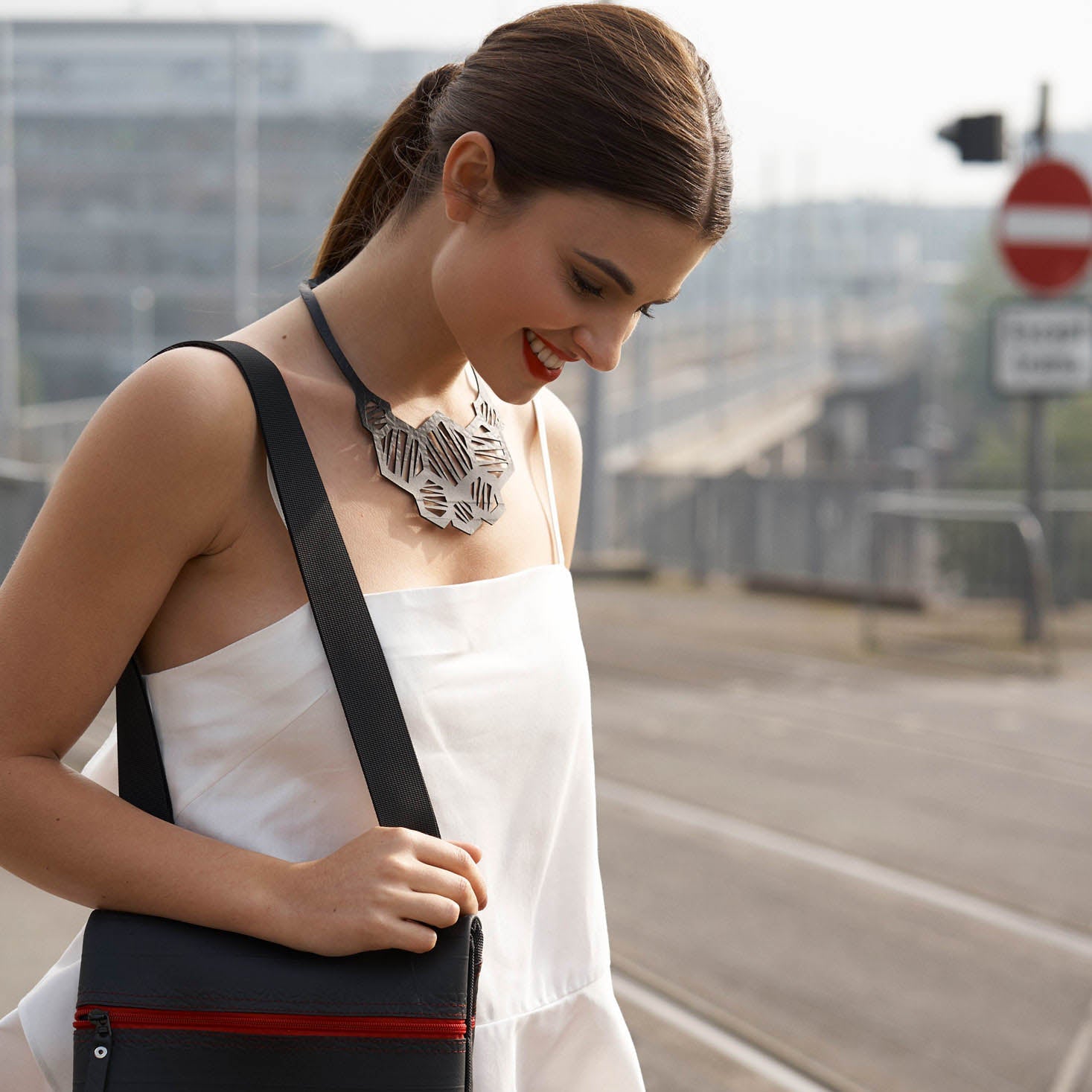 Honeycomb Recycled Rubber Necklace-0
