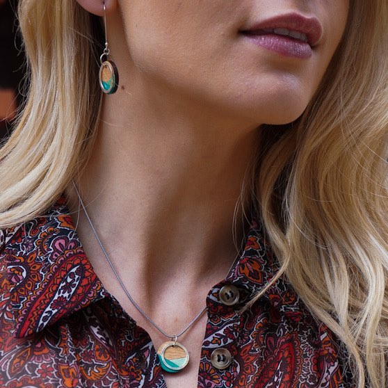 Conture Recycled Wood Silver Necklace (6 Colours available)-4