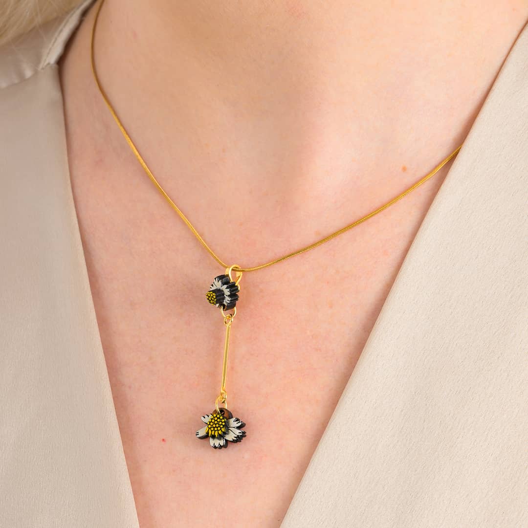 Pilosa Floral Reclaimed Wood Necklace-0