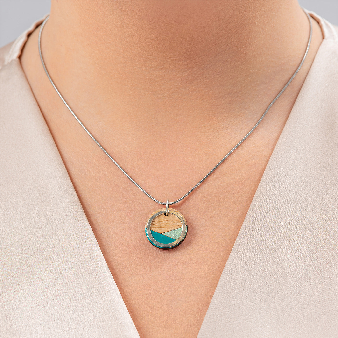 Conture Recycled Wood Silver Necklace (6 Colours available)-2